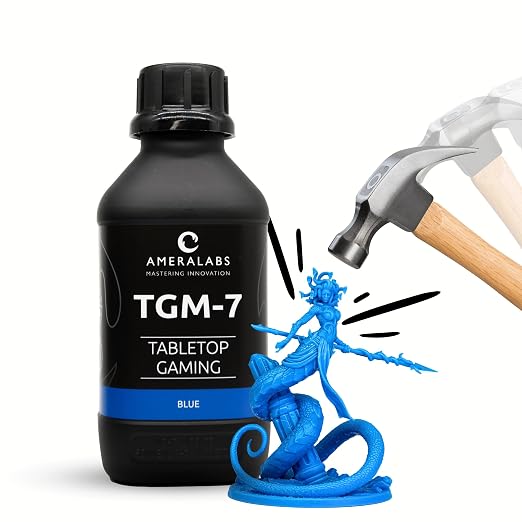 TGM-7 3D Printing Resin for Tabletop Miniatures – Tough, High Resolution, Low Odor, Fast Curing (Blue, 1 kg)