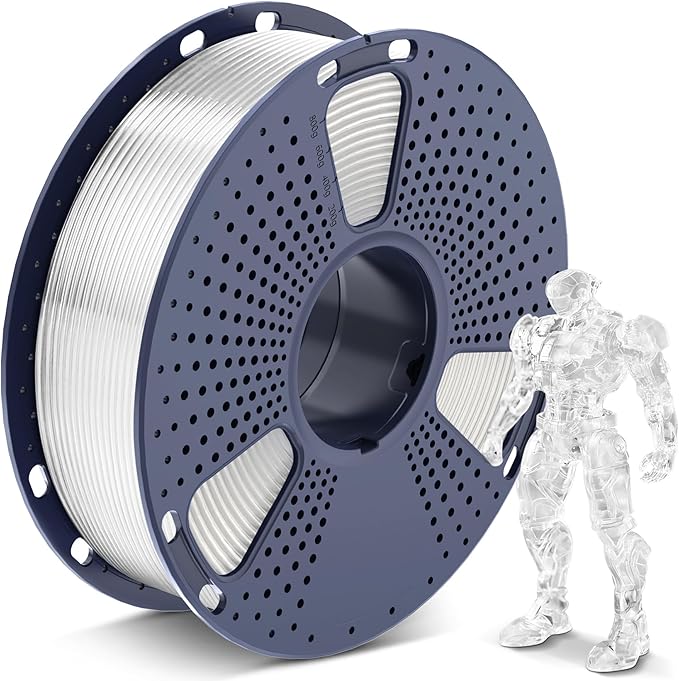SUNLU 3D Printer Filament PLA Filament 1.75mm, Neatly Wound 3D Printing Filament 1.75mm, Dimensional Accuracy +/- 0.02 mm, Fit Most FDM 3D Printers, 1kg Spool (2.2lbs), Transparent, Clear PLA