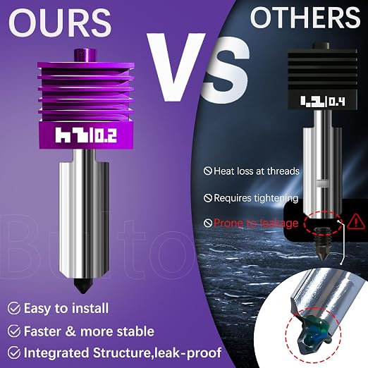 2 Pcs Upgraded 0.2mm A2L/H2D/X2D/H2S/H2C/P2S Hotend with Anti-Stick MPVD Coating - High Speed Hardened Steel P2S Nozzle for Bambu Lab P2S,H2 Series,A1/A1MINI, A2L,Bamboo Lab Parts & Accessories