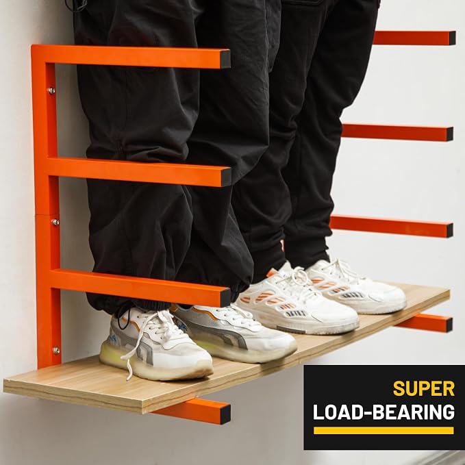YYR 4 Layer Power Tool Organizer 16 Inch 4 Slots & Heavy Duty 4-Level Lumber Storage Rack Wall Mount