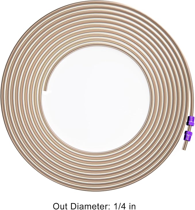 MuHize 1/4 Inch Copper Nickel Brake Line Kit (25 Feet) - Corrosion Resistant Hydraulic Brake Tubing for Ford/Toyota Tacoma - 16 Braking Fittings Coil Set