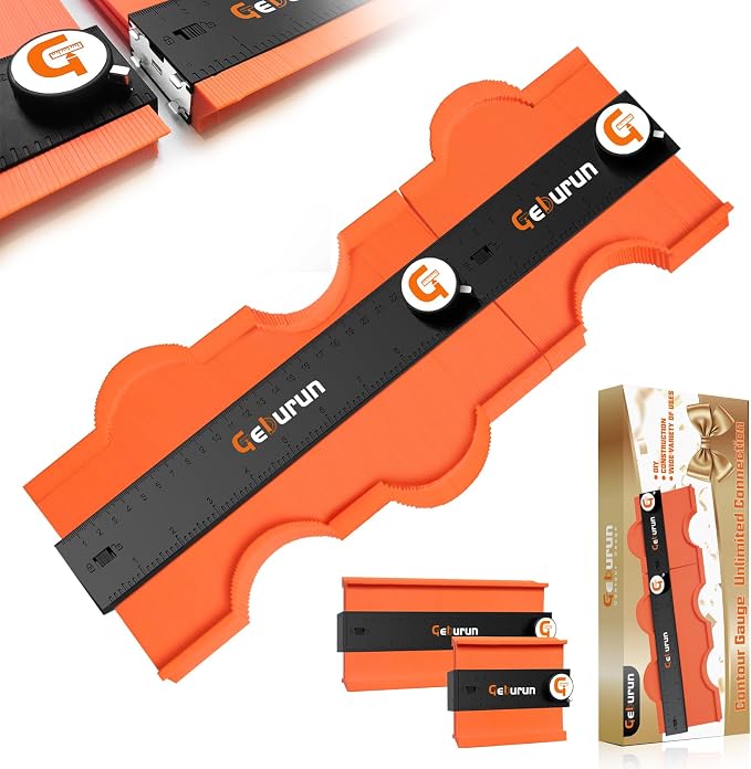 Contour Gauge (10+5 Inch) Unlimited Connection Profile Tool with Lock, Valentine's Day Gifts for Men Husband Him, Super Contour Duplicator Woodworking Tools Construction Outline Angle Measuring Tool