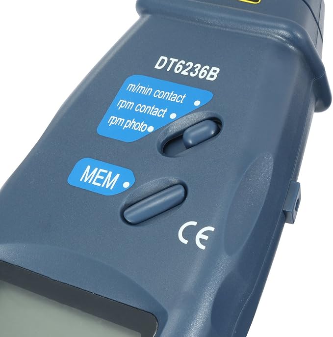 uxcell DT-6236B 2 in 1 Digital Tachometer Contact/Non-Contact Photo Tachometer RPM Tach Meter | 2.5-99999 RPM Accuracy with Linear and Rotation Speed Measurement Wheels