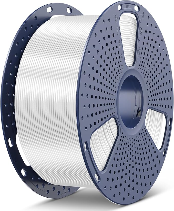 SUNLU 3KG PLA+ Silk 3D Printer Filament, Large Spool(6.6lbs) Silk Filament 1.75mm, Dimensional Accuracy +/-0.02mm, 3KG/1 Spool, White
