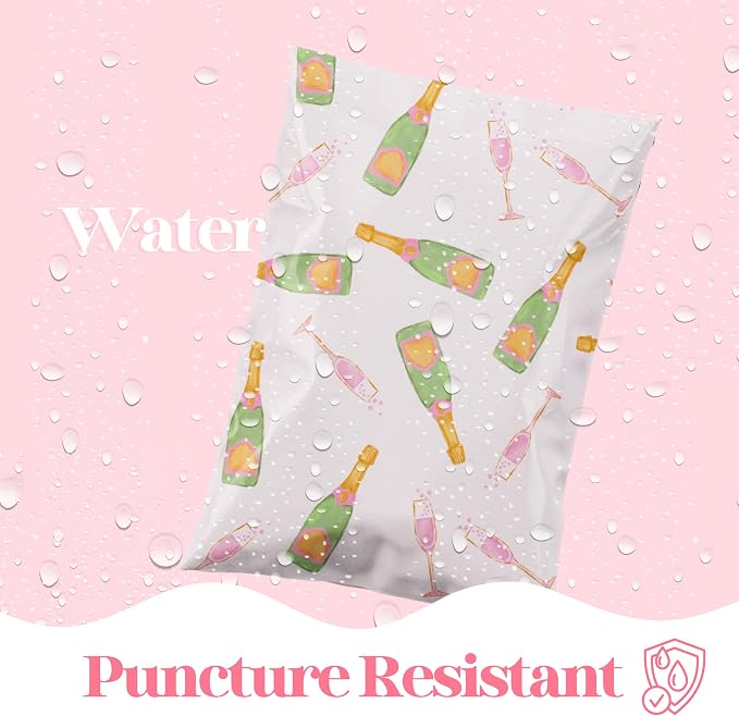 Pretty Package Store 6x9 Designer Poly Mailer 100 Pack Heavy Duty Waterproof Self Seal Shipping Bags for Small Business Large Mailing Envelopes Bulk Tear Resistant Packaging Pink Champagne