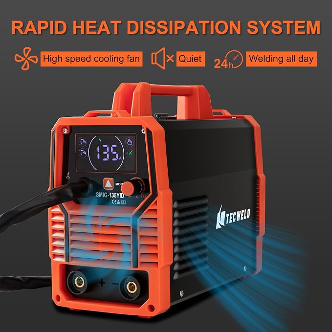 135A MIG Welder 110V 3-in-1 Synergic IGBT Inverter (MIG/Lift TIG/Stick) - Gasless Flux Core, Portable Welding Machine with LED Display