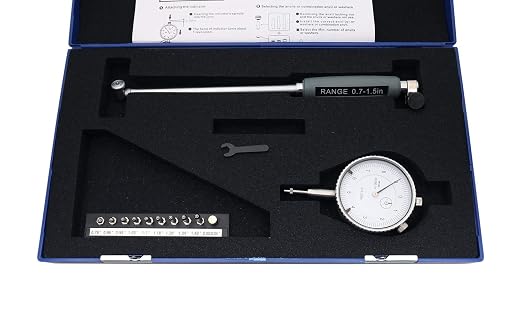Accusize Industrial Tools 0.7-1.5'' by 0.0001'' Dial Bore Gage, Stem Length 6'', Ee20-1015 | 6" Stem Length, Self-Centering, Chrome-Plated Handle, Insulated Grip, EE20-1015