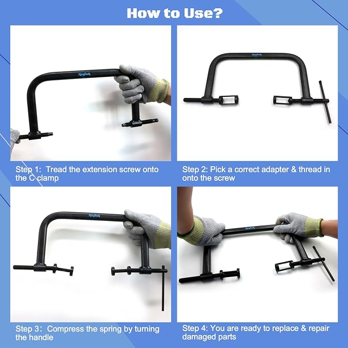 Handook 12Pcs Valve Spring Compressor with Valve Lapper Tool, Valve Spring Removal Tool with C Clamp for Motorcycle, ATV, Car, Small Engine Vehicle Equipment