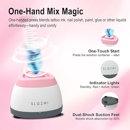 Mini Vortex Mixer, Nail Polish Shaker, Paint Shaker & Paint Mixer for Gel Polish, Acrylic Paints, Eyelash Adhesives, Tattoo Ink, Lab Vortex Mixer for Centrifuge Tubes and Test Tubes (Pink)