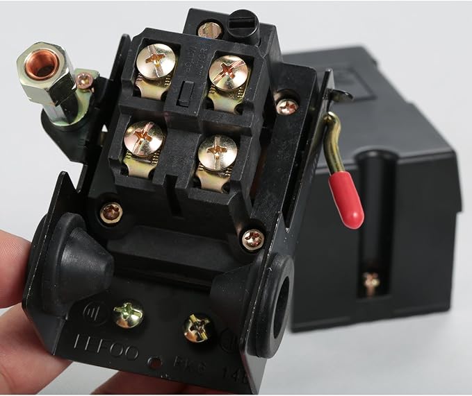 Secbolt Pressure Switch Manifold Regulator Gauges Air Compressor Pressure Switch Control Valve 90-120PSI (Horizontal Switch)