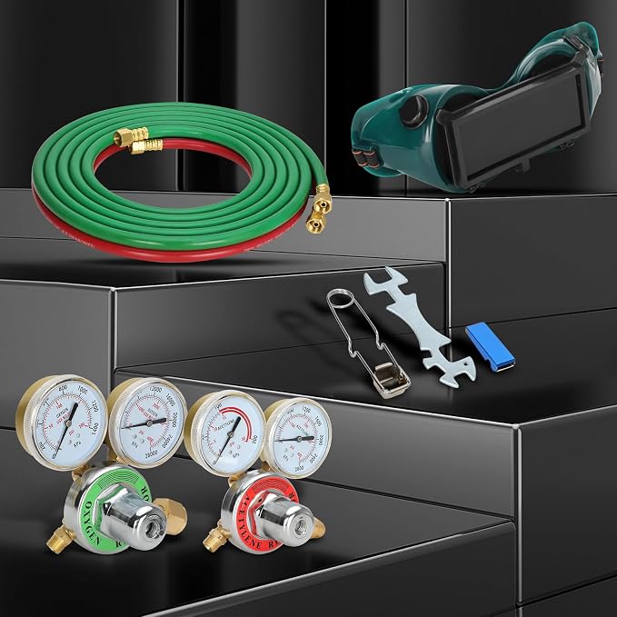 Upgraded Oxygen and Acetylene Gas Torch and Welding Kit Portable Cutting Torch Kit 17-Piece Oxygen Acetylene Torch Kit with 3 Rods and 1 Cutting Nozzle Heavy Duty Oxygen and Acetylene Torch Kit