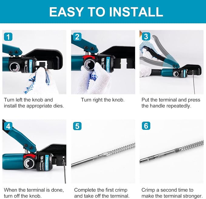 Steel DN Mate Upgrade Hydraulic Crimping Tool/Hydraulic Crimper with 9 Dies for Stainless Steel Cable Railing System 1/8", 5/32" to 3/16", Cable Railing Hardware Hydraulic Crimping Tool DC03