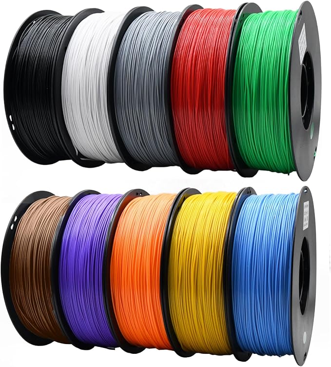 ABS 3D Printer Filament 1.75mm, 10 Different Color, Strong & Durable, High Heat Resistance, Low Warp Performance,Ideal for Functional Parts, Engineering Models, Mechanical Printing Projects
