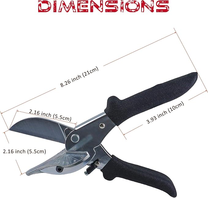 JAVIKA Multi Angle Miter Cutter, Wiring Duct Miter Shears Cutting for 45 To 120 Degree Angular Scissor Soft Wood, Plastic, PVC, Rubber Materials Moulding and Trim, Chamfer and Quarter Round Cutters