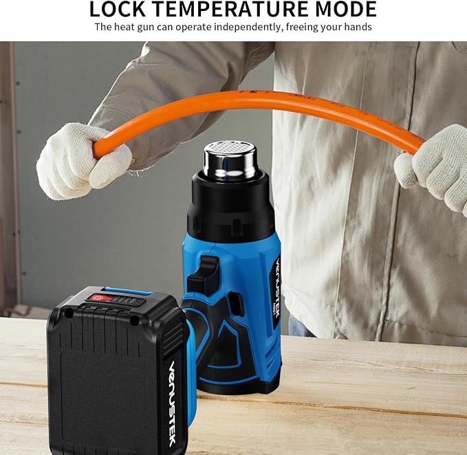 20V Cordless Heat Gun with 2 x 4.0Ah Batteries (122℉–1022℉) Fast-Heating Hot Air Gun Kit with Screen Display Variable Temperature Wind Speed, Portable Heat Gun for Shrink Tubing Vinyl Wrap