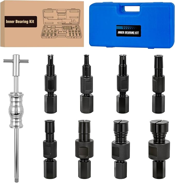 GOOACC 9PCS Blind Inner Bearing Puller Set, Slide Hammer with Expandable Collets 8-32MM Blind Hole Collet Bearing Slide Hammer Puller Set Internal Pilot Bearing Removal Tool for Axles Bearings, Blue