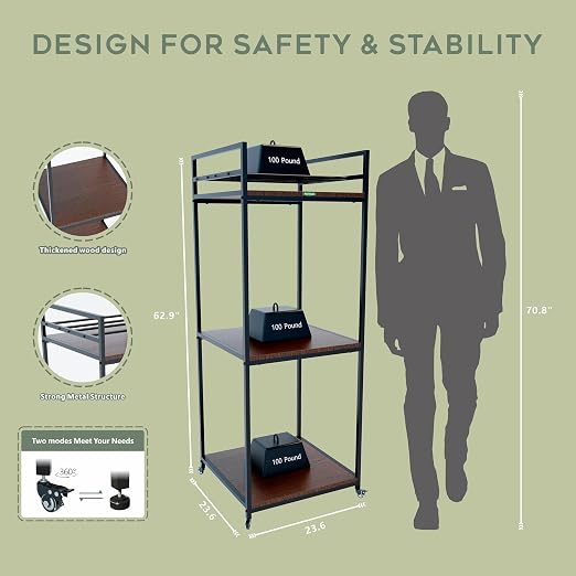 PT2 Ultimate Large 3D Printer Storage Solution, Heavy-Duty 3-Tier Stand & Filament Organizer Rack for Biggest Printers on Wheels