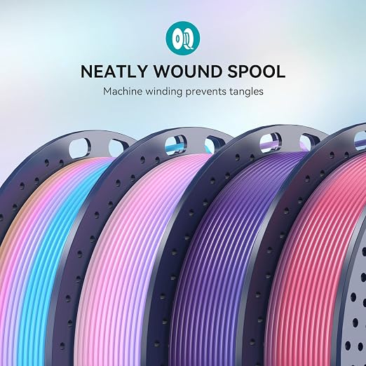 250g Rainbow PLA Filament 1.75mm Bundle, SUNLU 3D Printer Filament Neatly Wound, Fast Color Change Each 8 Meters, 250g Spool, 4 Rolls, Rainbow 01-04