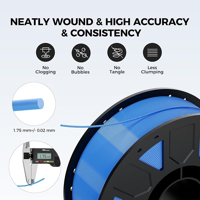 Creality Ender PETG 3D Printer Filament 1.75mm 2KG (4.4lbs), High Precision, Strong Toughness, Odorless, Better Flow, Moistureproof 3D Printing Ender PETG Filament, White & White