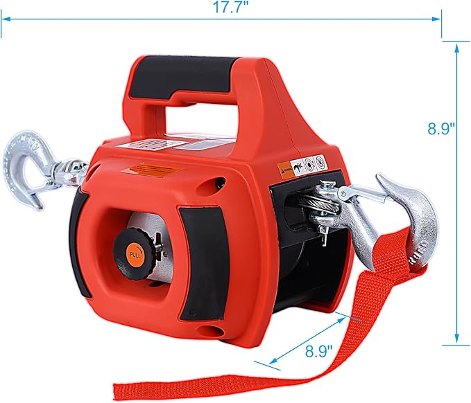 Drill Winch Hoist Portable Drill Winch 750 LB Capacity Handheld Drill Winch with 40 Foot Steel Wire for Lifting Dragging, Stretched Wire Fence, Log Handling