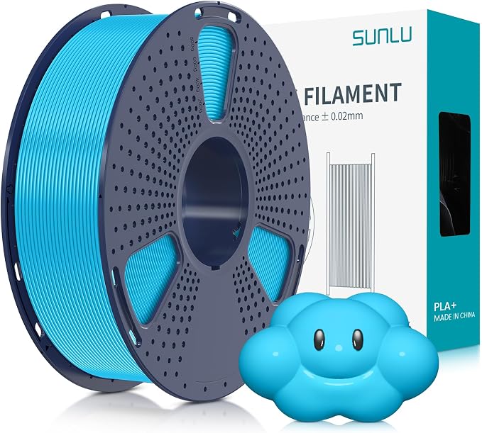SUNLU PLA Plus 3D Printer Filament, 1.75mm PLA+ 3D Filament for FDM 3D Printer & 3D Pens, Neatly Wound Filament, Strong and Toughness, Dimensional Accuracy +/- 0.02 mm, 1KG Spool(2.2 LBS), Sky Blue