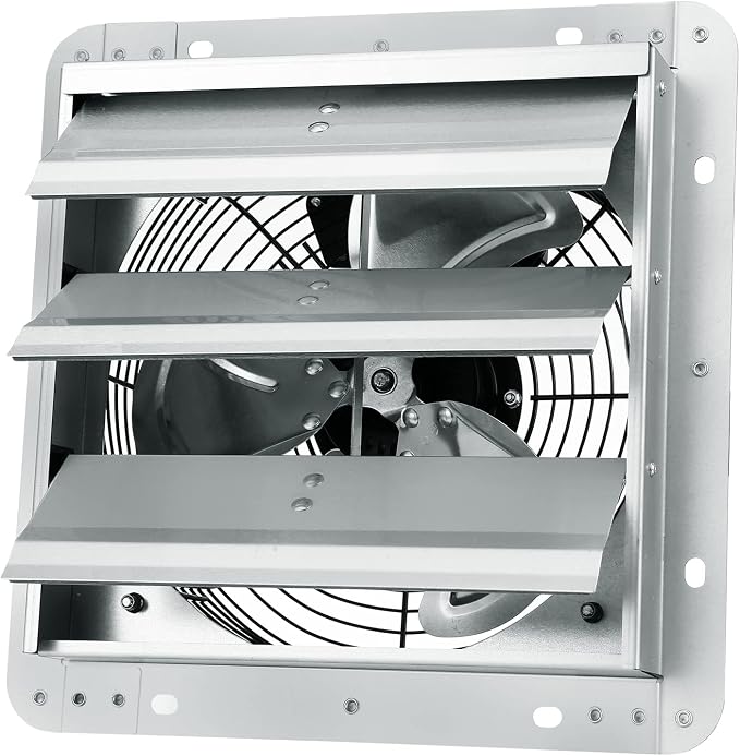 VEVOR 10'' Shutter Exhaust Fan, High-speed 820 CFM, Aluminum Wall Mount Attic Fan with AC-motor, Ventilation and Cooling for Greenhouses, Garages, Sheds, Shops, FCC