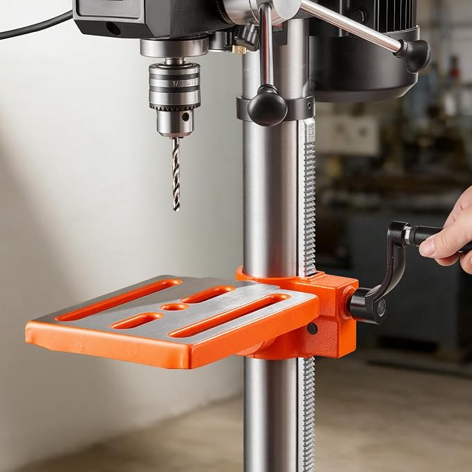 VEVOR 10-Inch Benchtop Drill Press, 5 Amp, 0.8 HP 600W Bench Drill Press, 530-3140 RPM Variable Speed, 0-45° Tilting Worktable, with Laser and LED Work Light, Tabletop Drilling Machine, for Wood Metal