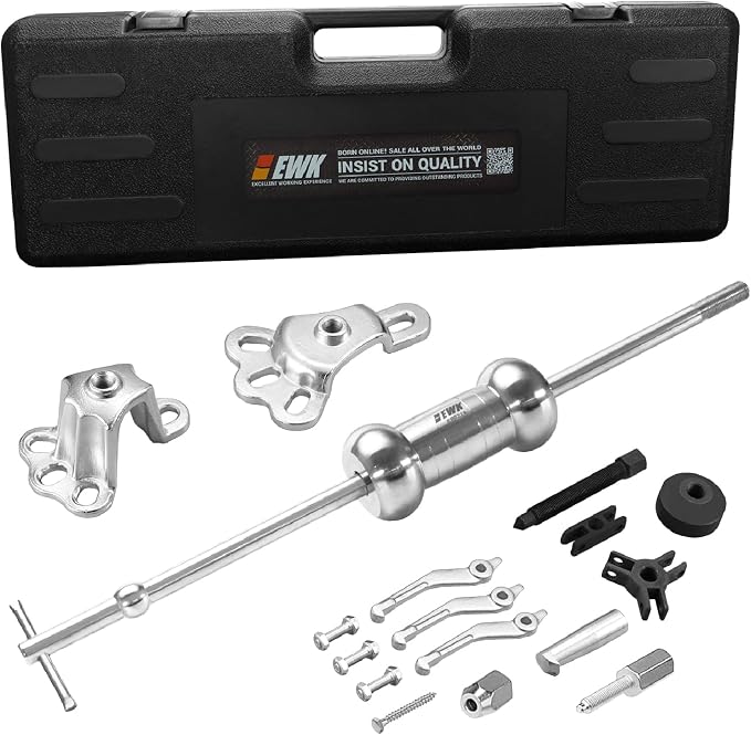 EWK 9-Way Slide Hammer Puller Set, 5 lb Slide Hammer Wheel Hub Puller CV Axle & Rear Axle Bearing Remover, Front Wheel Hub Dent Puller Kit for Bearings Bushings Seals Gears