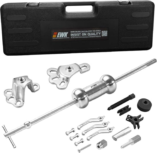 EWK 9-Way Slide Hammer Puller Set, 5 lb Slide Hammer Wheel Hub Puller CV Axle & Rear Axle Bearing Remover, Front Wheel Hub Dent Puller Kit for Bearings Bushings Seals Gears