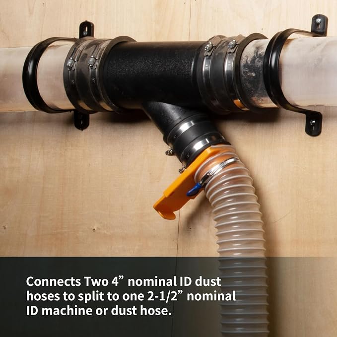 POWERTEC 2-1/2" x 10' Dust Collection Hose with 2pcs Hose Clamps, Blast Gate & Y-Fitting for Table Saw, Band Saw, Planer, Belt Sander, Woodworking and Wood Shop Dust Collection System (70435)
