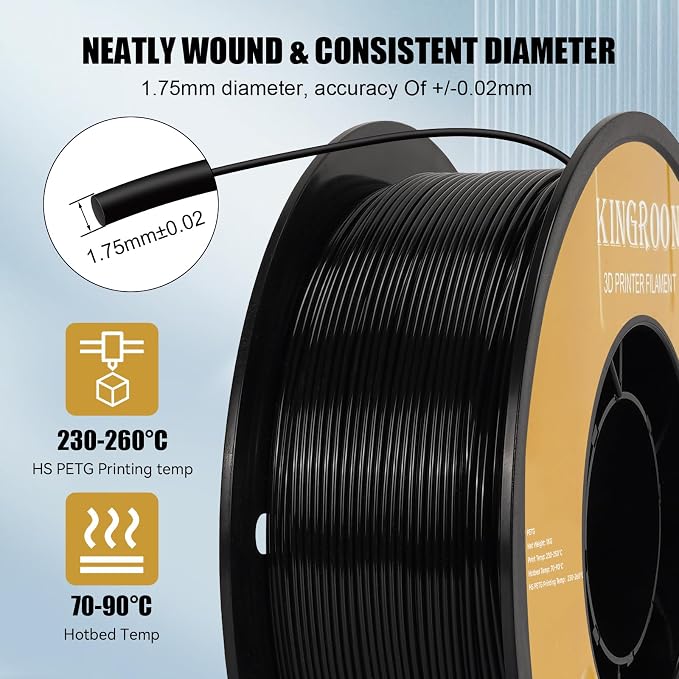 Kingroon High Speed PETG Bundle 3D Printer Filament 1.75mm, 3D Printer Rapid Filament for 30-600mm/s Hyper Printing Filament, Dimensional Accuracy +/- 0.03 mm, 10 kg Plastic Spool (22lbs（Mixed Colors）
