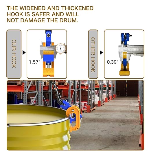55 Gallon Drum Lift - Chain Drum Lifter - 2000 lbs Capacity - Suitable for Blue Plastic and Metal Drums (Enhanced Version) - This Product is Protected by a US Patent.