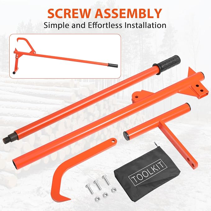 51" Long Handle Log Lifter, Adjustable Heavy Duty Log Roller, Cant Hook with Rubber Grip, Logging Tool for Rolling and Raising Log (Orange)