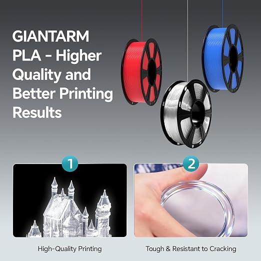GIANTARM PLA Filament,Beige 3D Printer Filament 1Kg(2.2lbs) Spool,1.75mm Dimension Accuracy +/- 0.03mm,Fit Most FDM 3D Printers