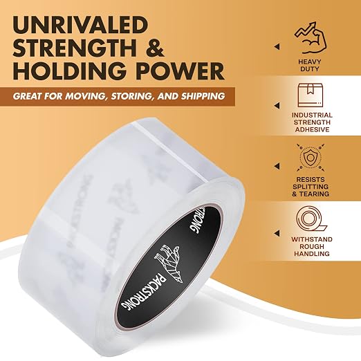 Packstrong Industrial Grade Clear Packing Tape 6 Rolls - 110 Yards per Roll - 2" Wide x 2.7 mil Thick, Acrylic Adhesive Heavy Duty Tape for Box Office Moving Packaging Shipping