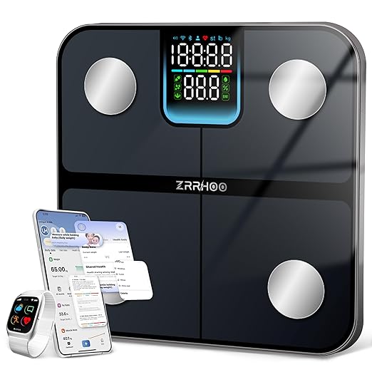 Smart Scale for Body Weight, Weight Scale for BMI, Body Fat, Muscle Mass,Bathroom Scale with 7-in-1 Display， 25 Body Composition Bluetooth Weight Scale for Health Monitoring with APP, 400lb