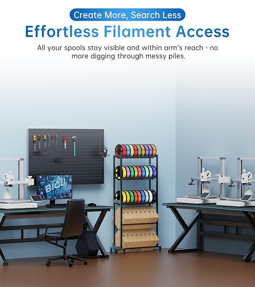 BIQU Filament Storage Rack 5 Tier, Panda Feed Rack 3D Printing Supplies Holder Shelf, Hold 40+ 1kg Spools, Heavy Duty All Metal Filament Organizer for for 3D Printing Farm/Studio