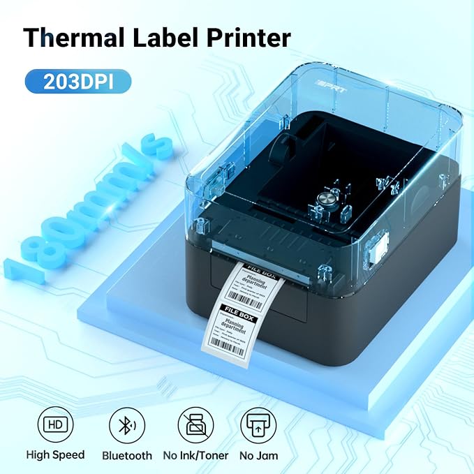 iDPRT Desktop Label Maker Bluetooth Thermal Shipping Label Printer for Parcel Shipping, Small Businesses, Offices, and Home, Sticker Printer Supports Amazon, TikTok, Etsy, Shopify, USPS, etc