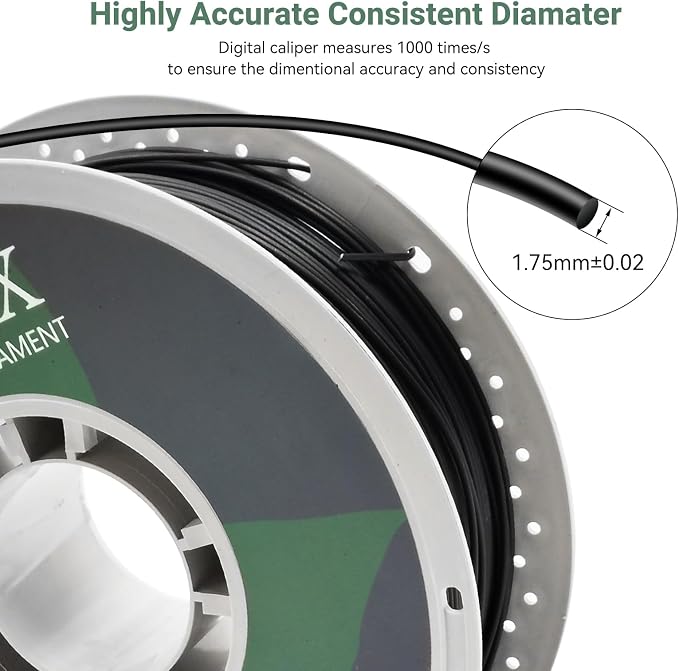 Matte Black PETG Filament 1.75 mm 10kg Bundle, Dimensional Accuracy +/- 0.02mm, 1kg Spools (10 Rolls) for FDM 3D Printers