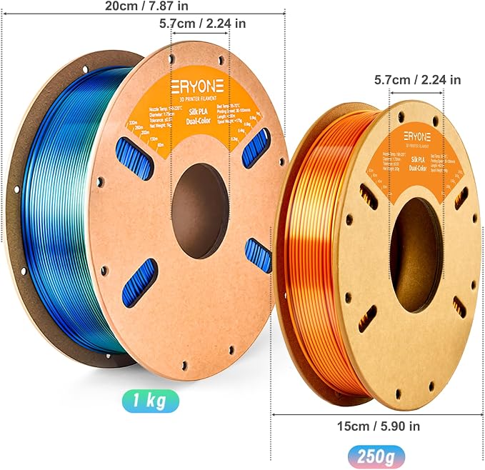 ERYONE PLA Filament 3D Printer Filament Multicolor 1.75mm +/- 0.03mm, PLA Filament 250g Spool, Silk Dual Color Red Gold