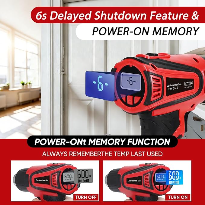 Cordless Heat Gun Compatible with Milwaukee M18 Battery, Fast Heating Variable Temp (122°F~1112°F) Hot Gun LCD Display and 4 Nozzle for Shrink Tubing, Resin, DIY(No Battery, Not Made by Milwaukee)