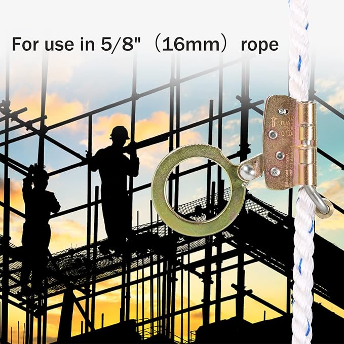 Fall Protection Rope Grab,Fall Arrester, Used with 5/8” Lifeline Rope, for Construction, Climbing, Comply to ANSI/OSHA