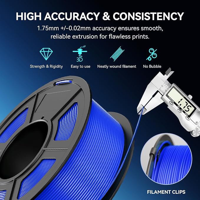 JAYO PETG Filament 1.75mm Clear 1.1 KG, Strong Toughness PETG 3D Printer Filament Dimensional Accuracy +/- 0.02 mm, 2.4lbs Spool Fits for Most FDM 3D Printers