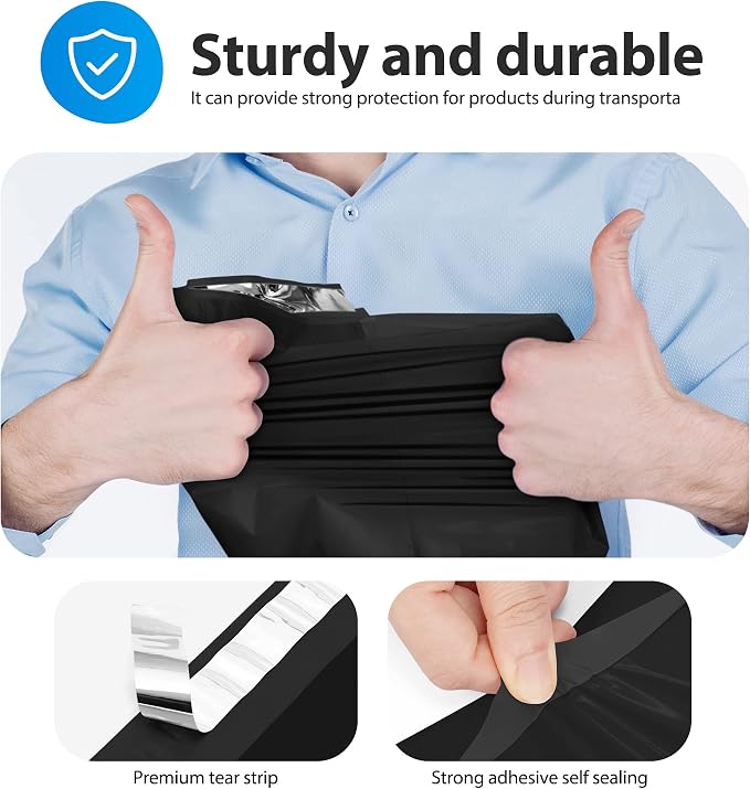Fuxury 10x13" Poly Mailers 1000 Pack Bulk,Shipping Bags for Clothing,Black | Strong Adhesive Packaging Mailers Poly Bags,Waterproof Self Seal Mailing Envelopes For Postage Return Books Clothes Business