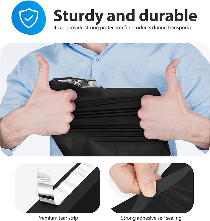Fuxury Poly Mailers 14.5x19" 400 Pcs Bulk Black Shipping Bags for Clothing | Strong Adhesive Shipping Envelopes for Small Business Suppliers Waterproof Mailers Poly Bags Mailing Envelopes