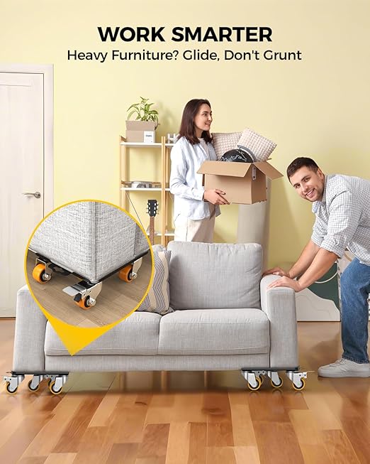 KYX Furniture Dolly, Furniture Movers with 5 Wheels,Carbon Steel Panel Heavy Duty Dolly, Furniture Lifter with 360° Rotatable Silent Rubber Universal Wheels, Max Load 4000LBS(6.9x6.9 in)