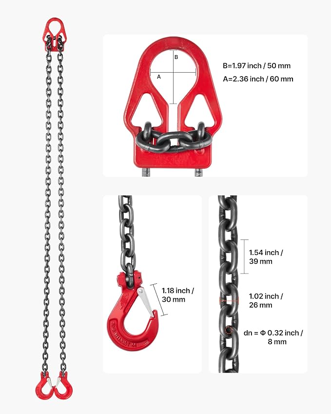 VEVOR Chain Sling with 2 Leg Grab Hooks