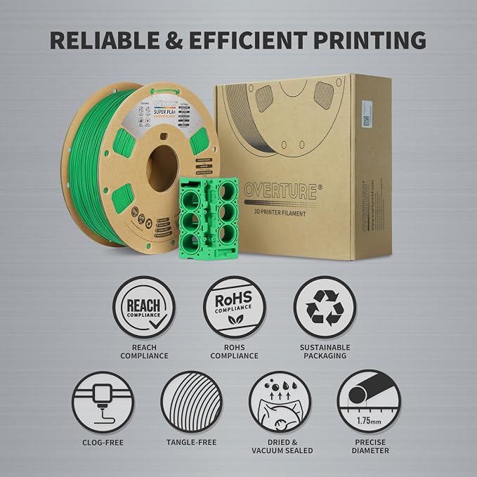 OVERTURE Super PLA+ Filament 1.75mm, Toughness Enhanced PLA Plus, Professional Toughness 3D Printer Filament 1kg (2.2lbs), High Precision +/- 0.02mm (Light Brown)