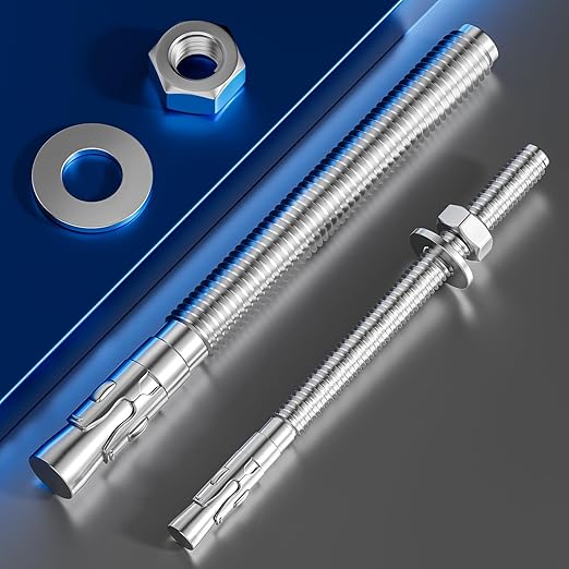 Wensilon 10Pcs 3/8x3-1/2 Inch Standard Fasteners for Heavy-Duty 304 Stainless Steel Wedge Anchors for Cement and Concrete