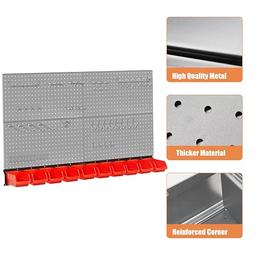 Peg Board Wall Organizer, Gray Metal Pegboard Organizer, 4 Metal Pegboard Panels(12"x24") with 55 Accessories, Wall Mount Large Peg Board Kit with Hooks, Bins for Home, Garage, Workbench